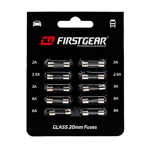 KFZ-Sicherungen Glas 20mm Ersatzsicherungen 10st. Blister FirstGear KFZ-Sicherungen Glas 20mm Ersatzsicherungen 10st. Blister FirstGear