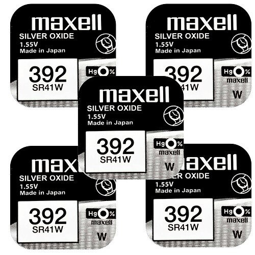 5x Maxell SR41W 392 Silberoxid Batterie 1,55 V