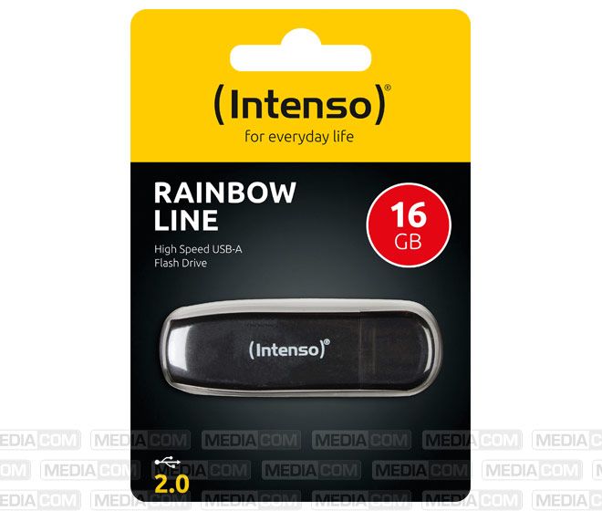 Intenso USB 2.0 Stick 16GB, Rainbow Line, schwarz