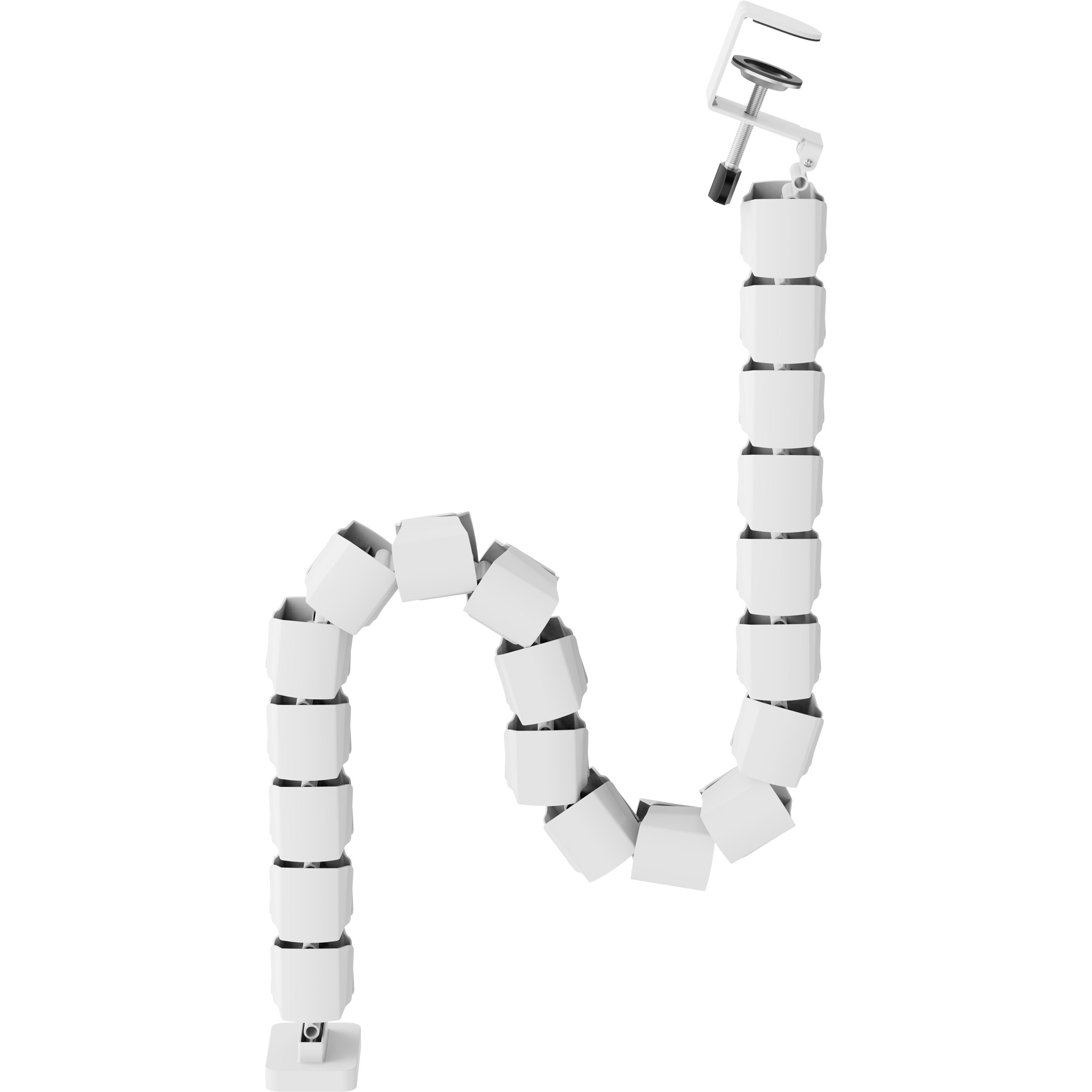 InLine® Kabelkanal flexibel für höhenverstellbare Tische mit Tischklemme Weiß