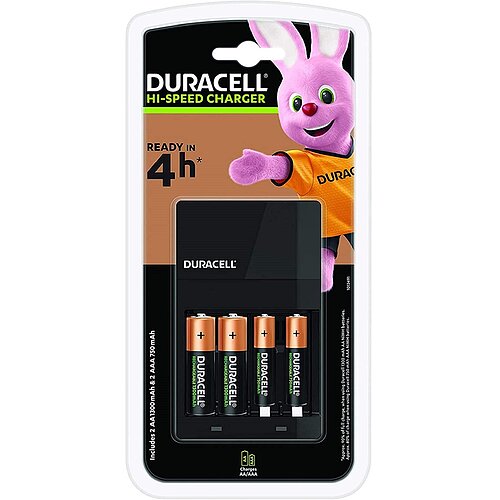 NiMH Akku Ladegerät 0,36A Duracell CEF 14 für AA Mignon AAA Micro inkl. 2 AA Akkus & 2 AAA Akkus