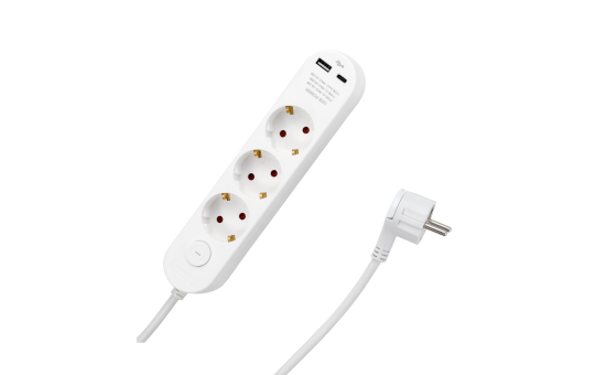 Steckdosenleiste McPower ''HK3'' 3-fach, USB-C mit PD 20W, 1,5m Zuleitung