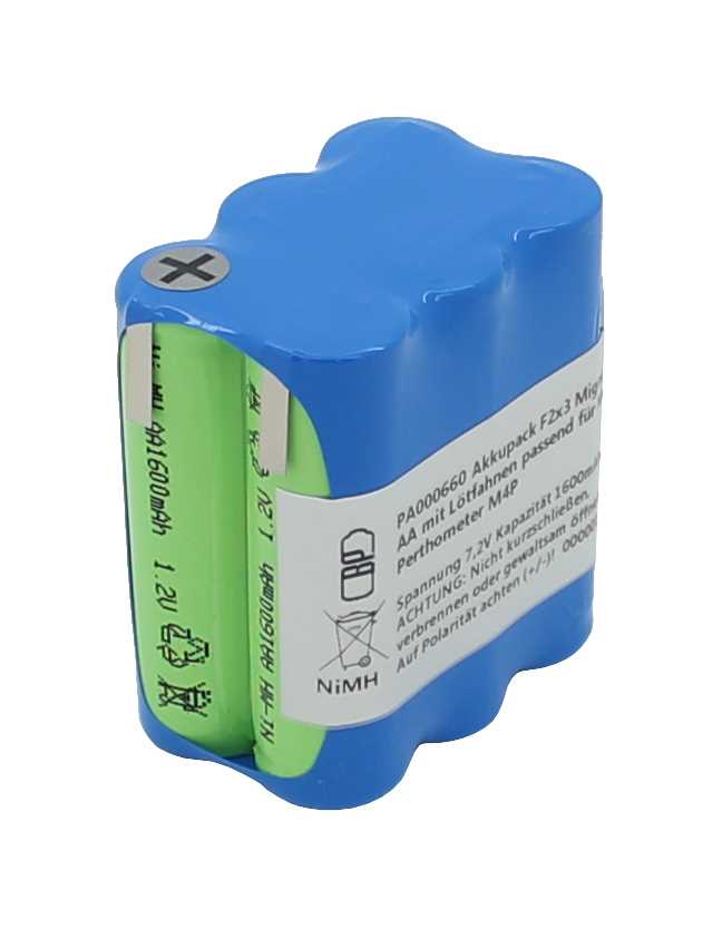 Akkupack NiMH 7,2V 1600mAh F2x3 Mignon AA mit Lötfahnen zum Selbsteinbau passend für Mahr Perthometer M4P