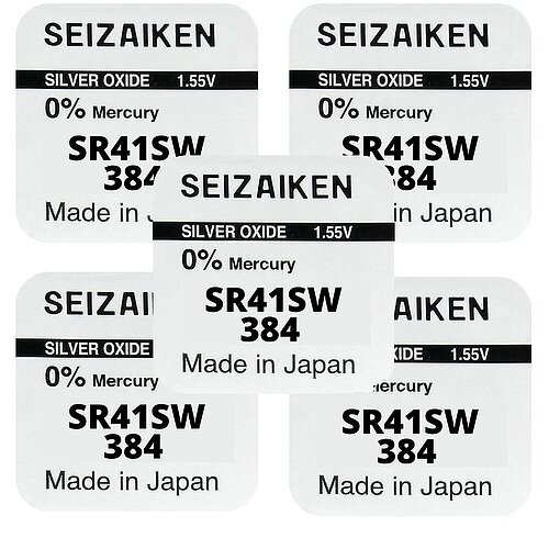 5x SR41SW 384 Silberoxid Batterie Seizaiken 1,55 V
