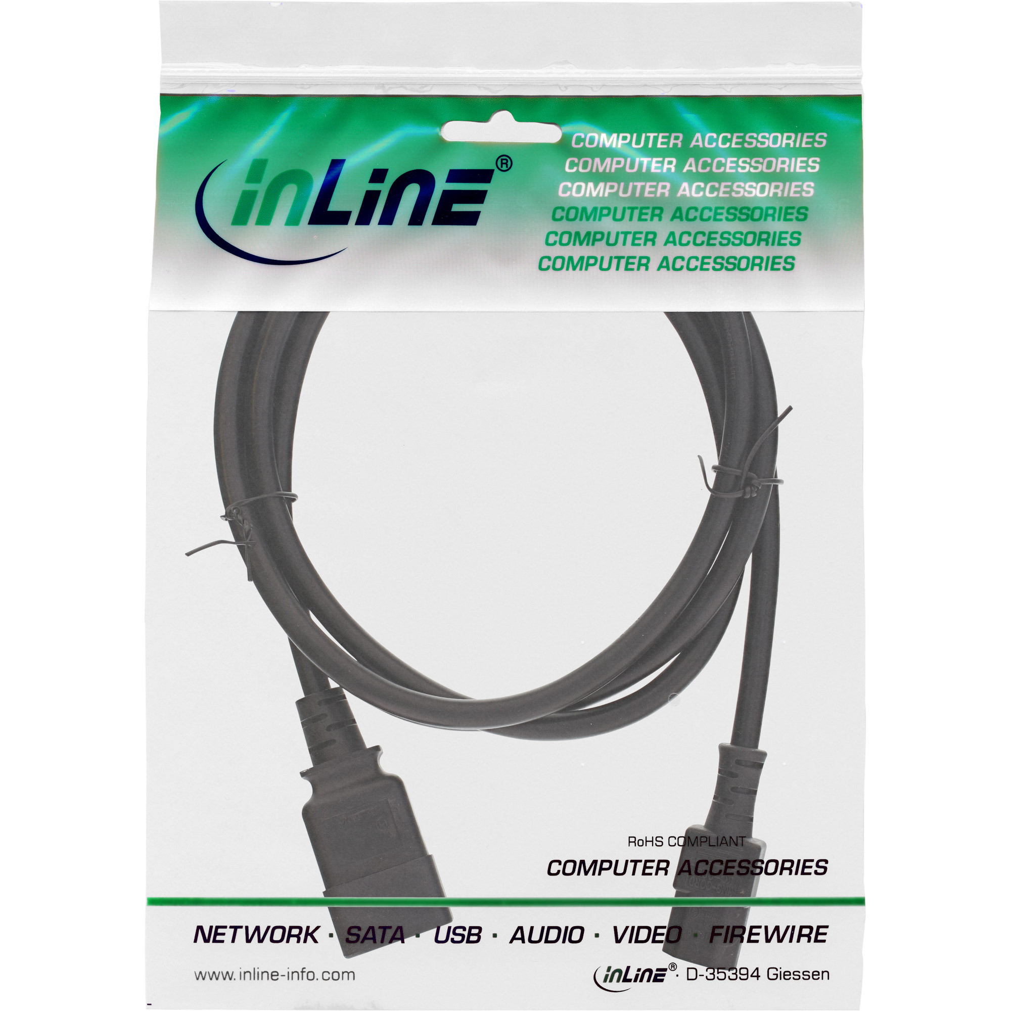 Inline® Netz Adapterkabel, IEC-60320 C20 auf C13, max. 10A, 0,5m Inline® Netz Adapterkabel, IEC-60320 C20 auf C13, max. 10A, 0,5m