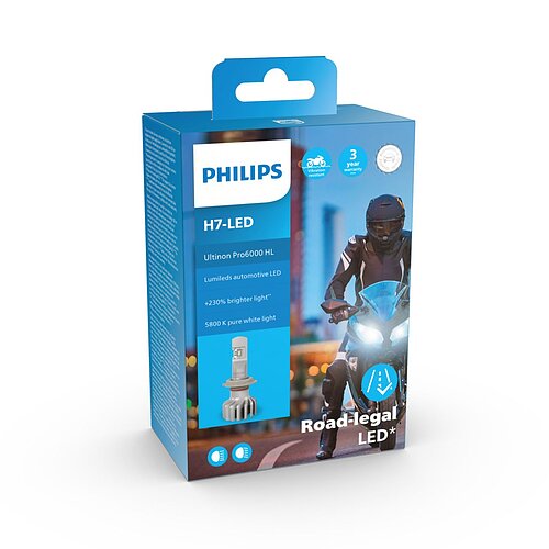 Philips H7 12V 20W PX26d Ultinon Pro6000 LED 5800K Motorrad mit Straßenzulassung 1 Stück