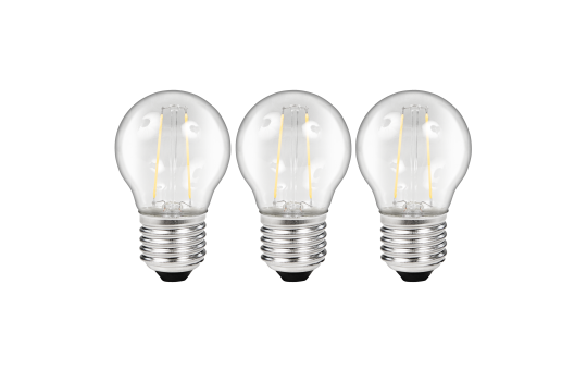 LED Filament Set McShine, 3x Tropfenlampe, E27, 2W, 200lm, warmweiß, klar
