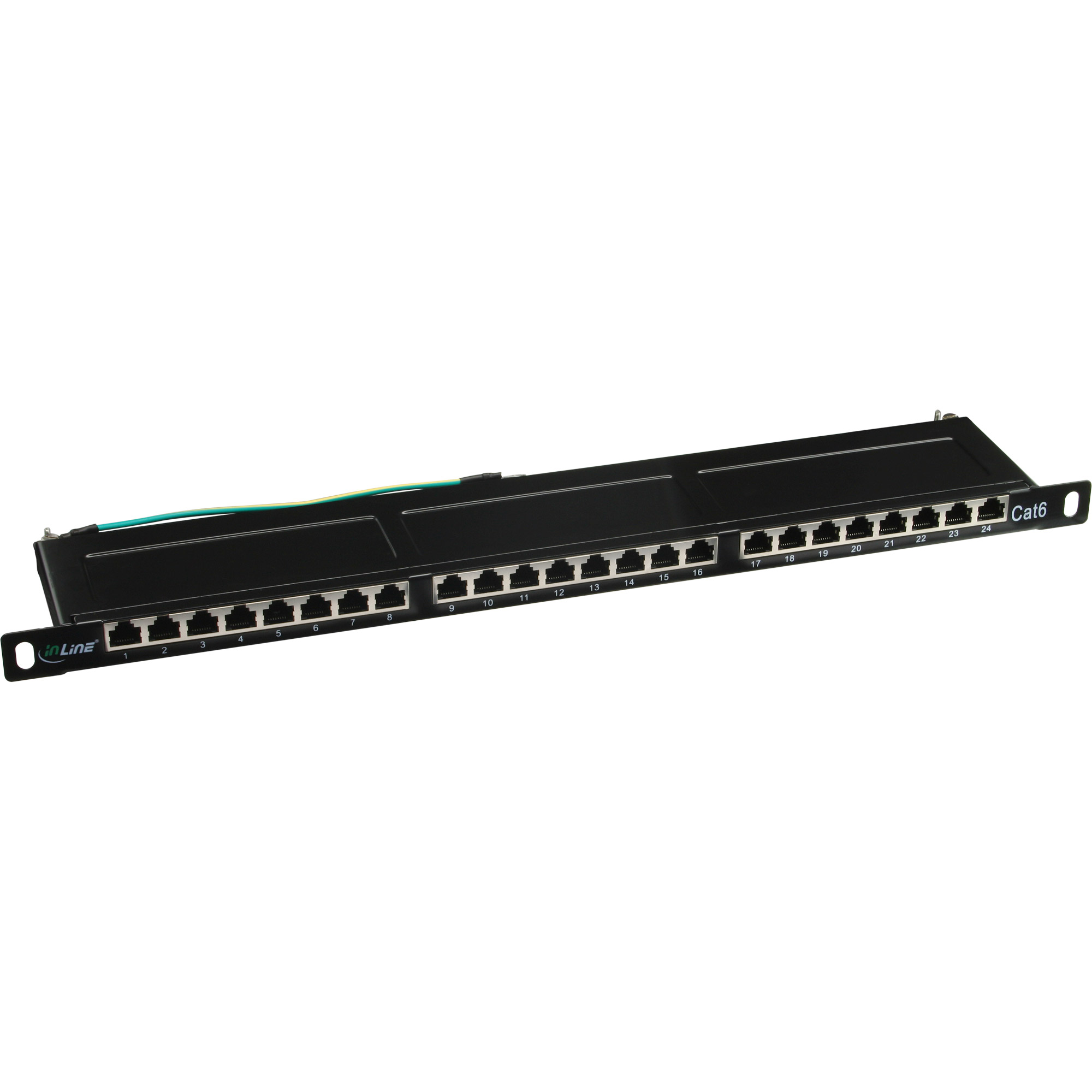 Inline® Patchfeld Cat.6, 24-fach, 48,26cm (19"), 0.5HE, schwarz RAL9005