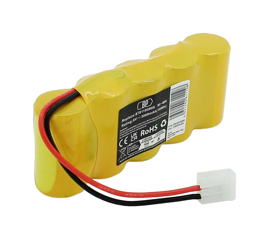 Akkupack NiMH 6,0V 3000mAh ersetzt Somfy 710055, 8781105908, 8787335119, 9 500 005, 9000163, FD252/10