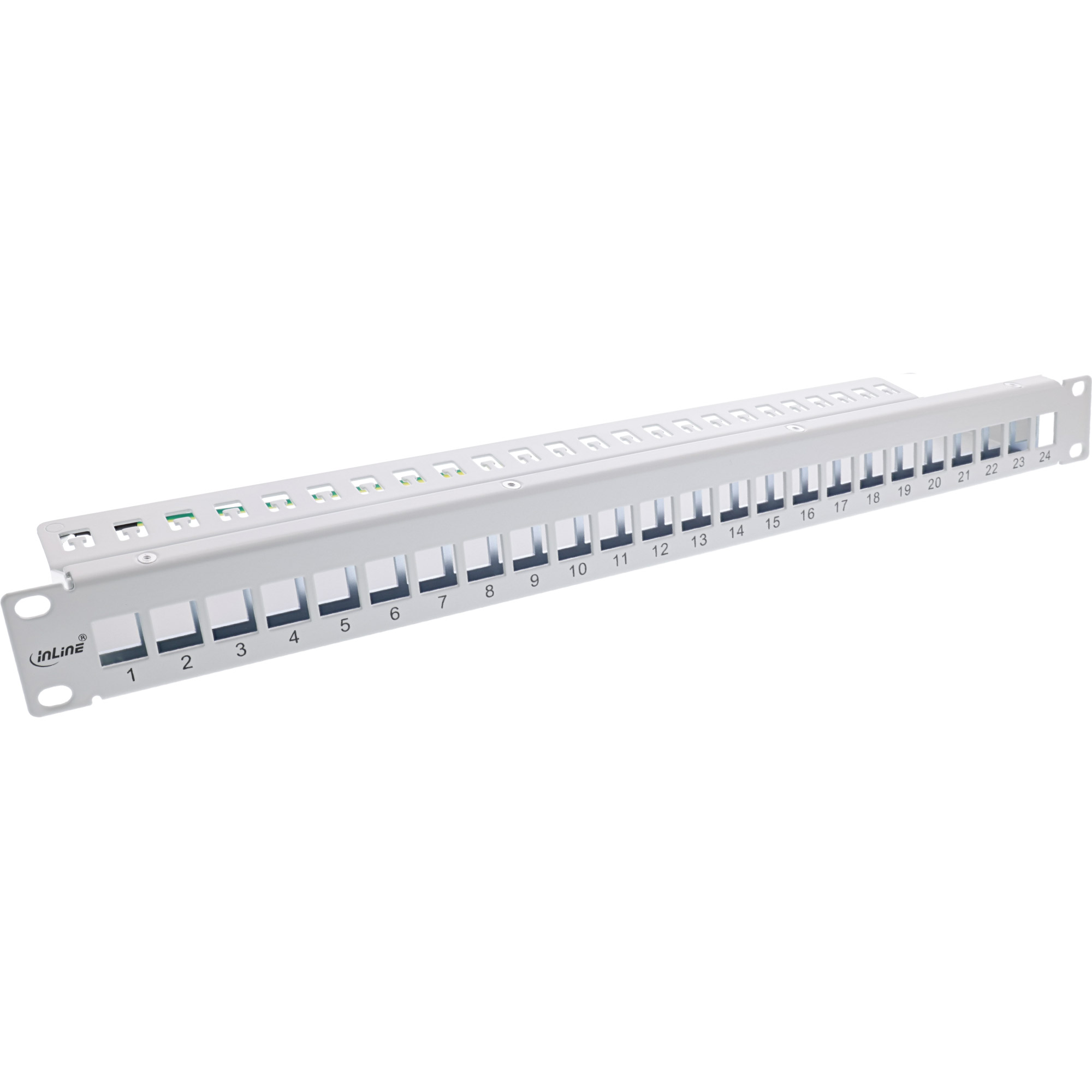 Inline® Patchfeld 24-fach, Keystone Leerblech Patchpanel, 19", 1HE, lichtgrau