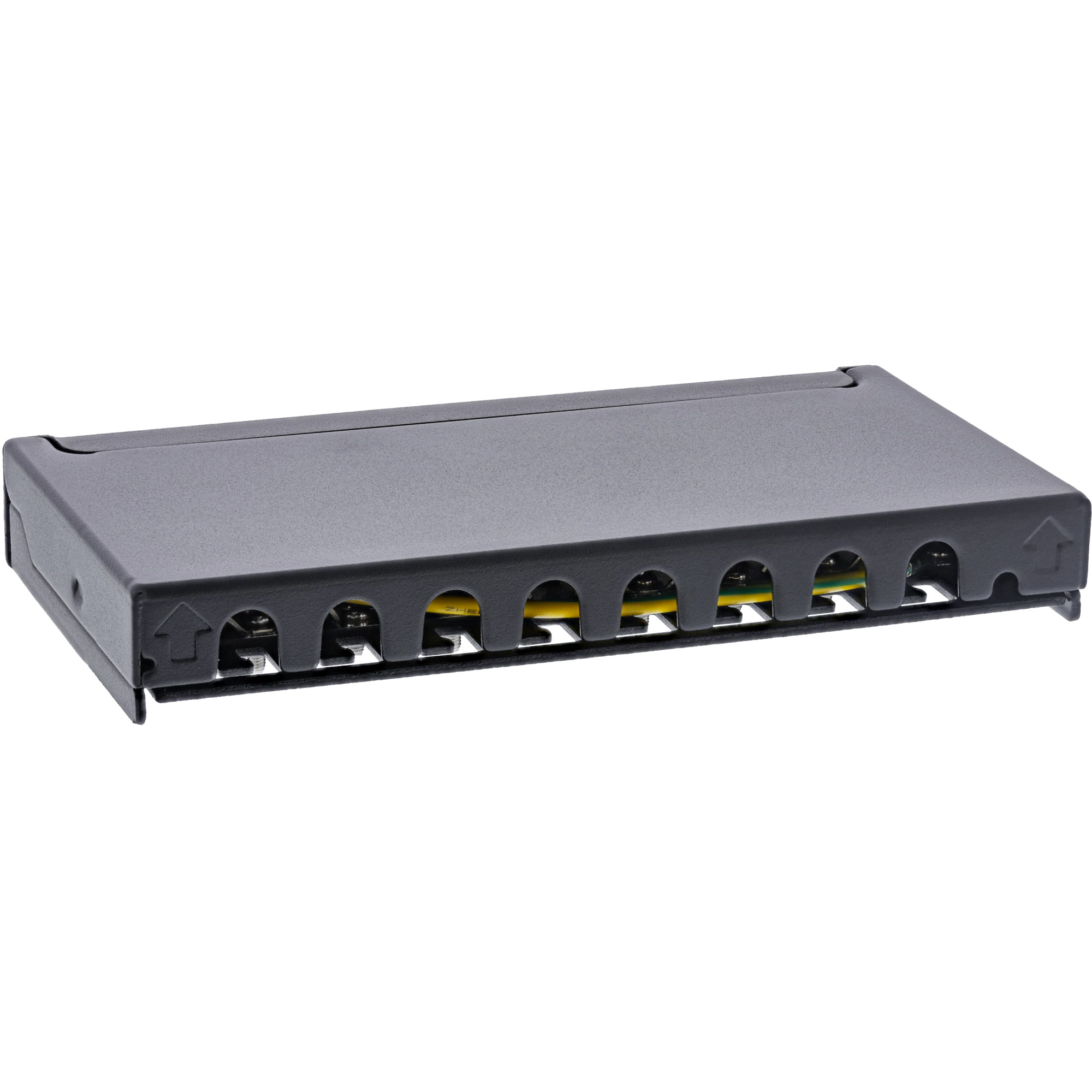Inline® Patchfeld Cat.6A 0,5HE 8-fach, Tisch/Wand/Hutschiene schwarz Staubschutz