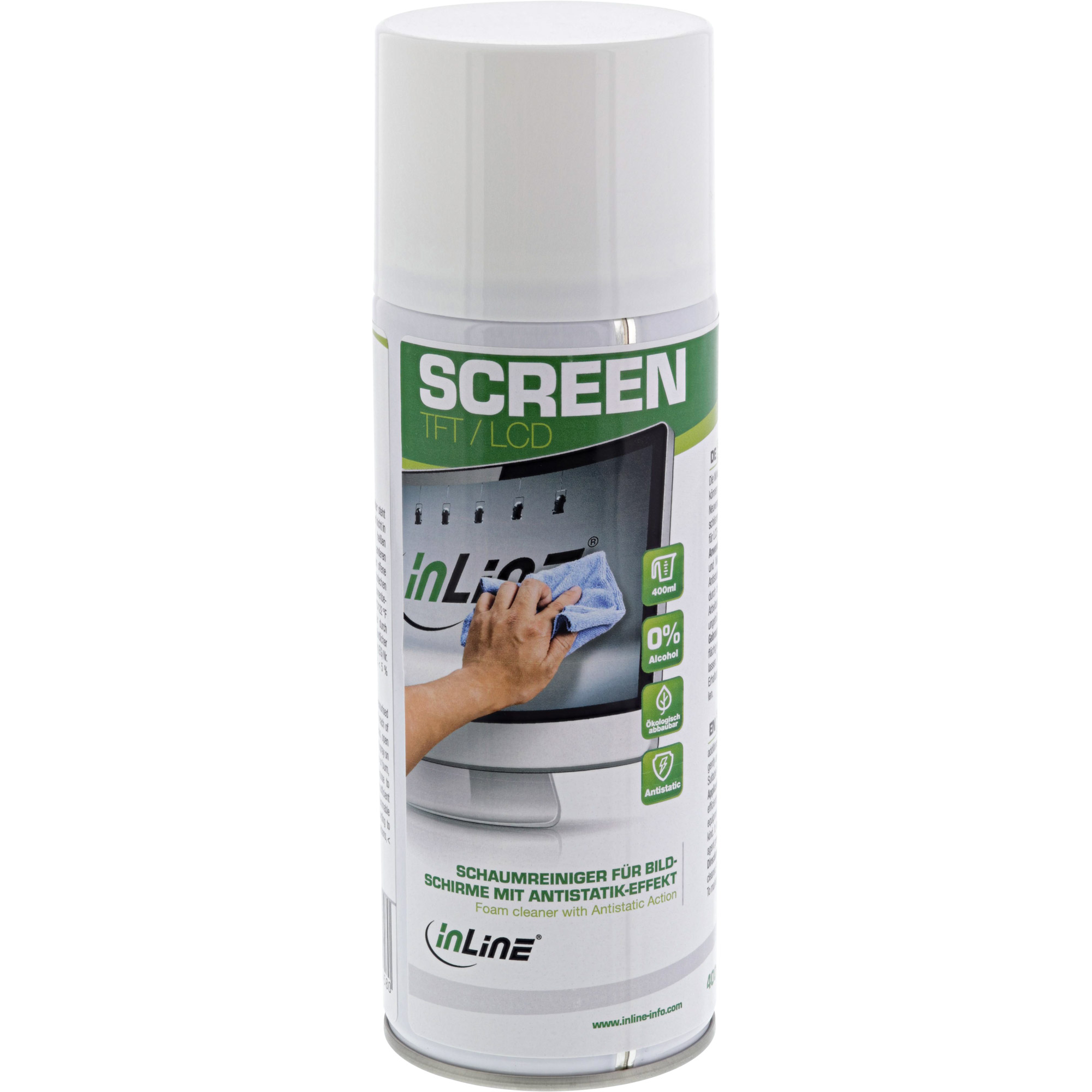 Inline® Schaumreiniger für Bildschirme mit Antistatik-Effekt, 400ml