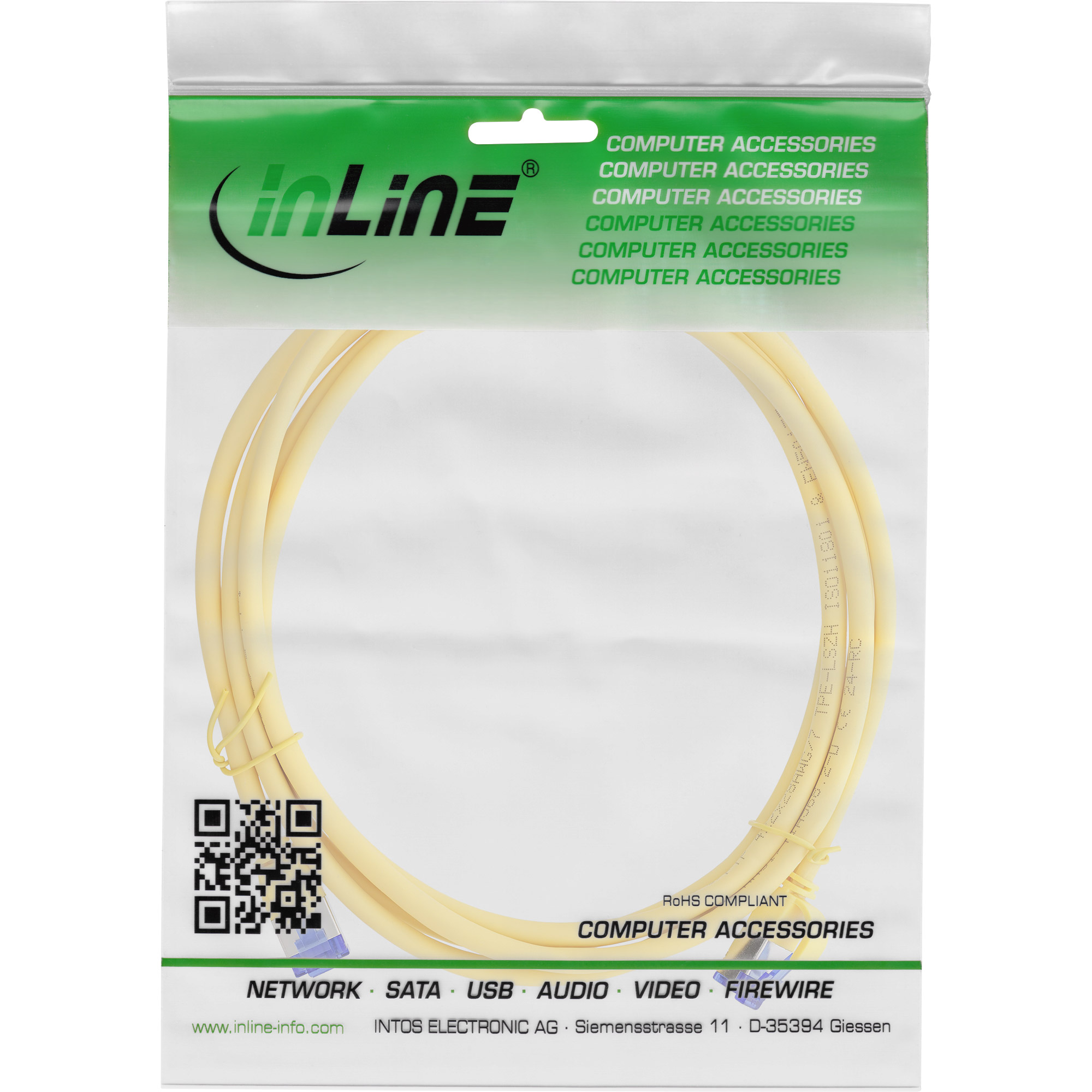 InLine® Patchkabel Slim, Cat.6A, S/FTP, TPE (LSZH) flexibel, PoE, gelb, 1,5m InLine® Patchkabel Slim, Cat.6A, S/FTP, TPE (LSZH) flexibel, PoE, gelb, 1,5m