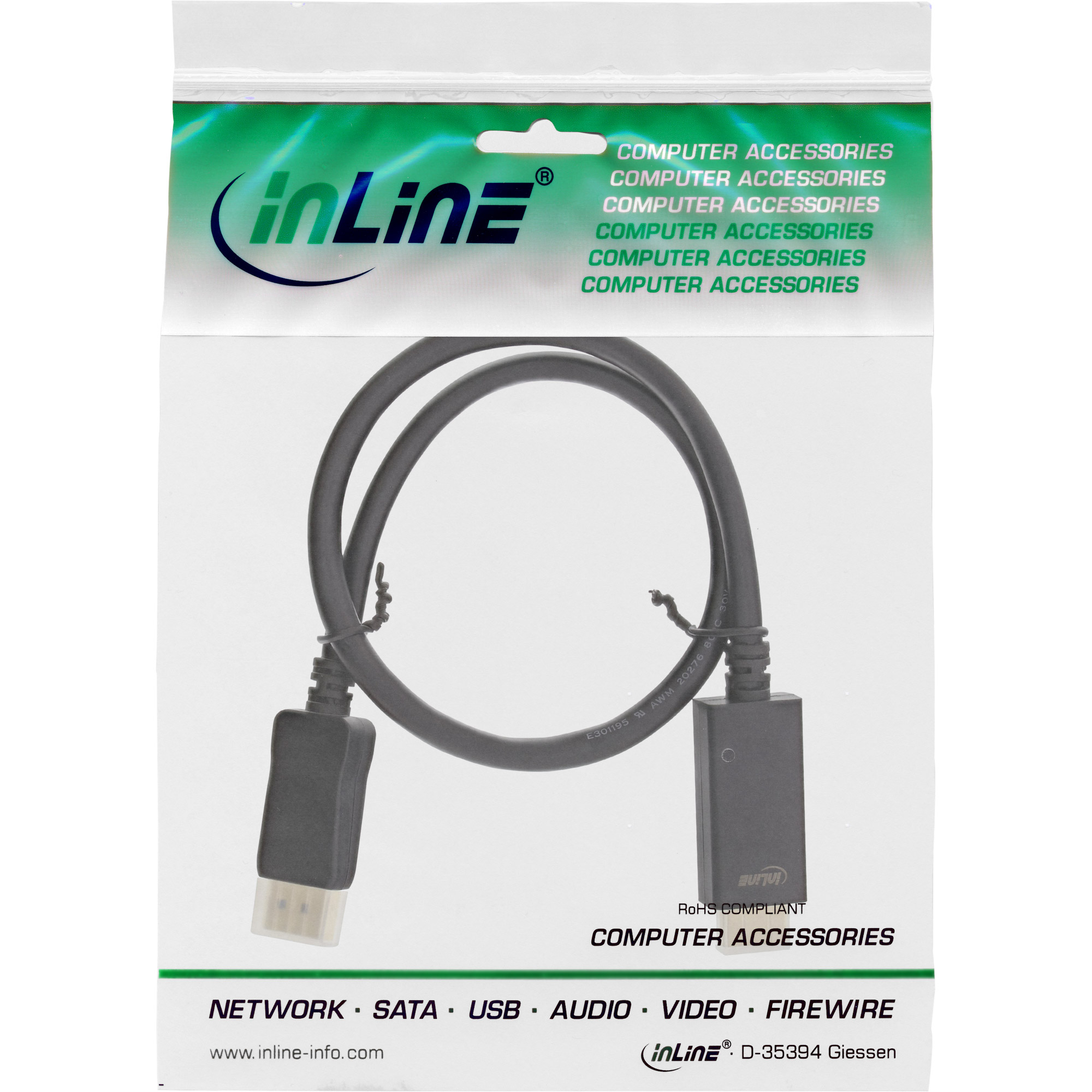 Inline® DisplayPort zu HDMI Konverter Kabel, 4K/60Hz, schwarz, 1m
