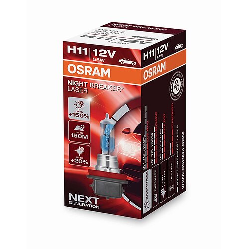 OSRAM H11 12V 55W PGJ19-2 NIGHT BREAKER® LASER +150% mehr Helligkeit 1 Stück