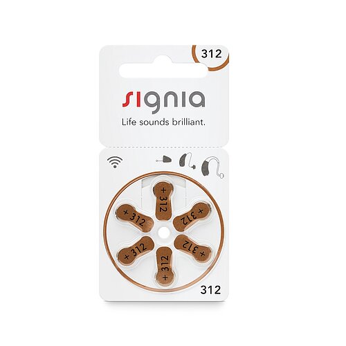 60x Typ 312 PR41 Signia Hörgerätebatterien 1,45 V - Braun