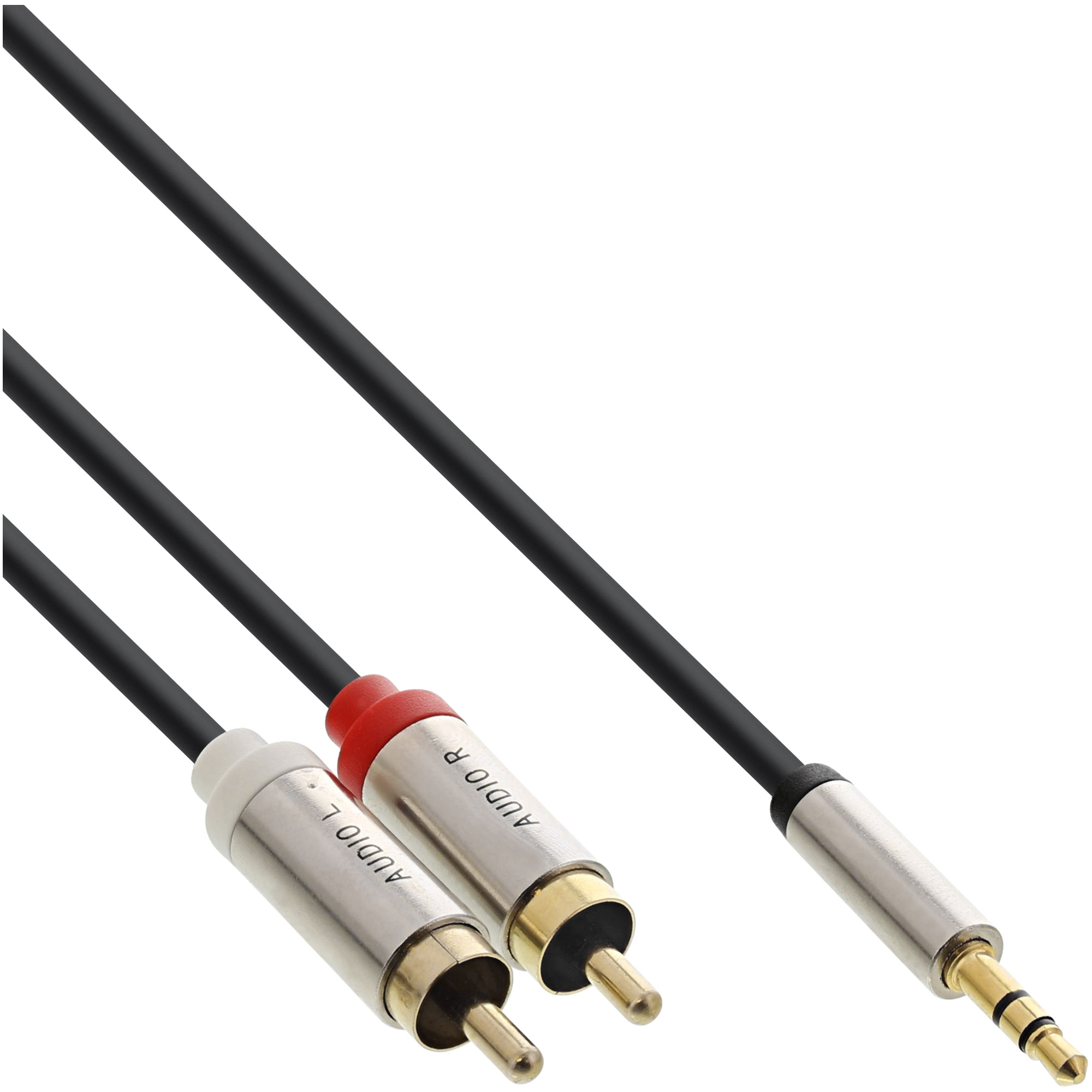 1m - Inline® Basic Slim Audio Kabel Klinke 3,5mm ST an 2x Cinch ST