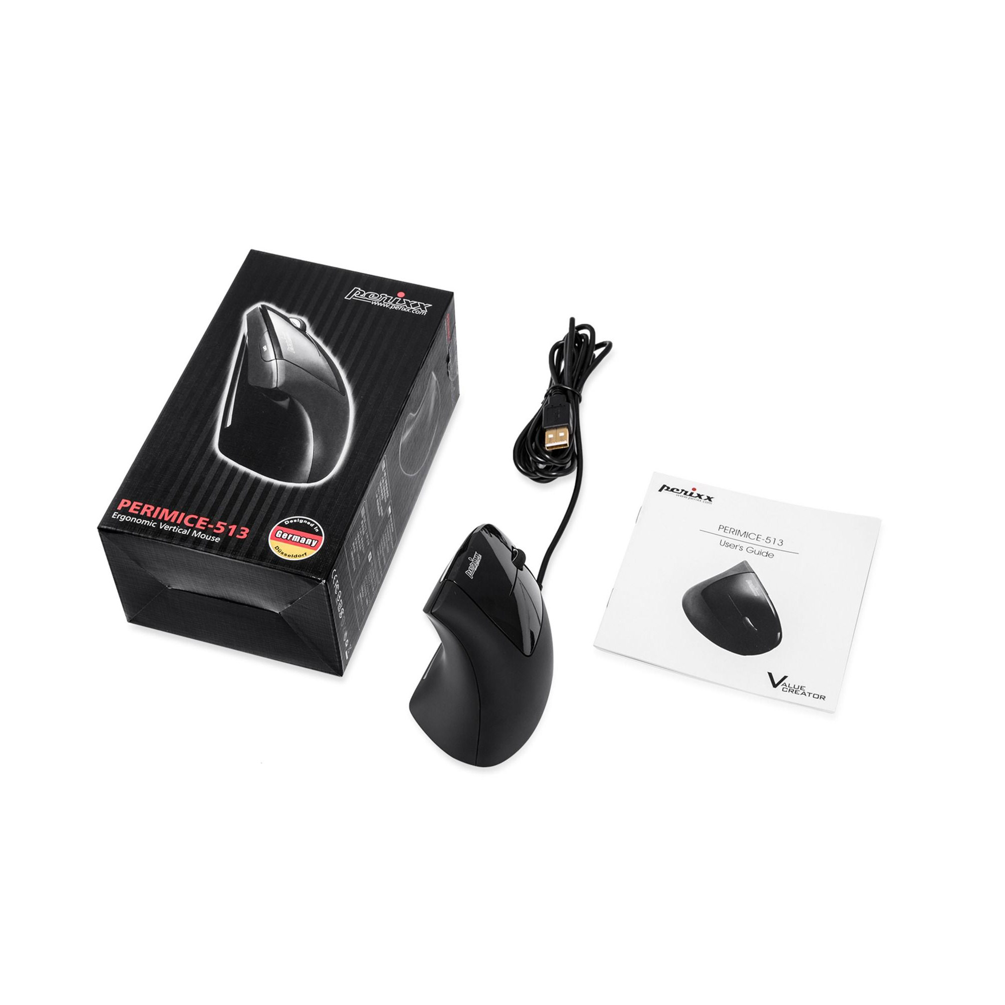 Perixx PERIMICE-513 N, ergonomische Maus, für Rechtshänder, vertikal, schwarz Perixx PERIMICE-513 N, ergonomische Maus, für Rechtshänder, vertikal, schwarz