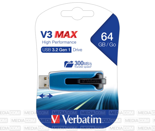 USB 3.2 Stick 64GB, V3 MAX, blau-schwarz USB 3.2 Stick 64GB, V3 MAX, blau-schwarz