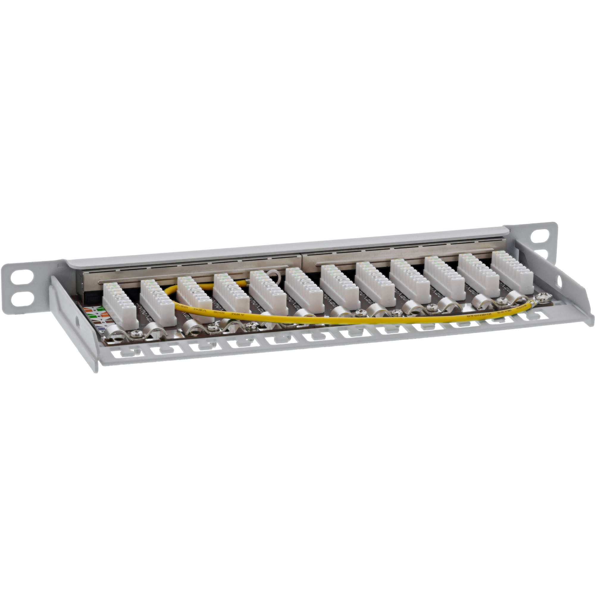 Inline® 10" Patchfeld Cat.6A 0,5HE 12-fach, lichtgrau, RAL7035, mit Staubschutz