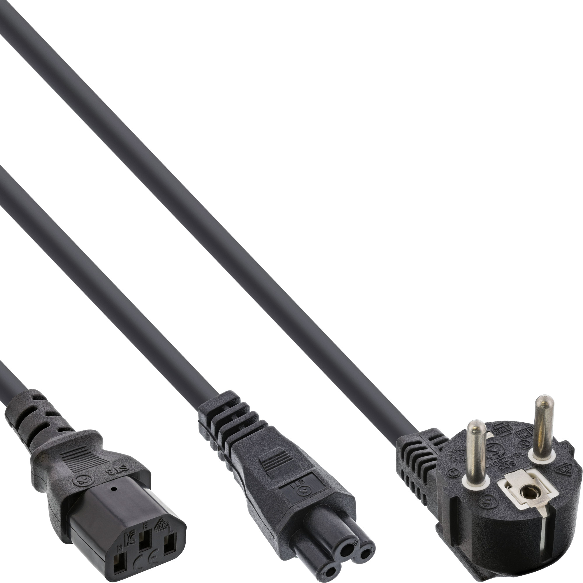 Inline® Netz-Y-Kabel, 1x Schutzkontakt ST zu Kaltgeräte- & Notebook ST, 2m Inline® Netz-Y-Kabel, 1x Schutzkontakt ST zu Kaltgeräte- & Notebook ST, 2m