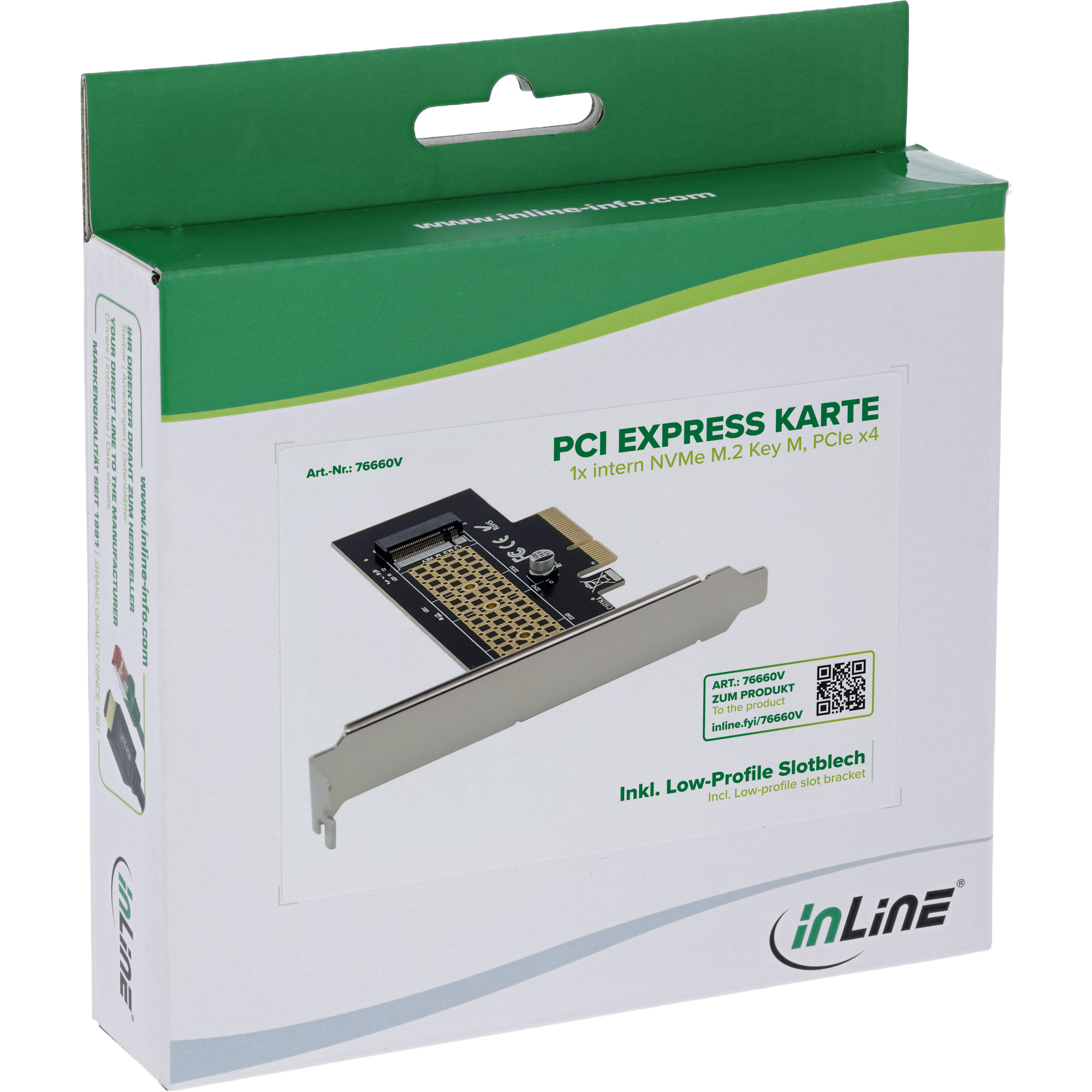 InLine® PCIe Karte zu 1x intern NVMe M.2 Key M, PCIe x4