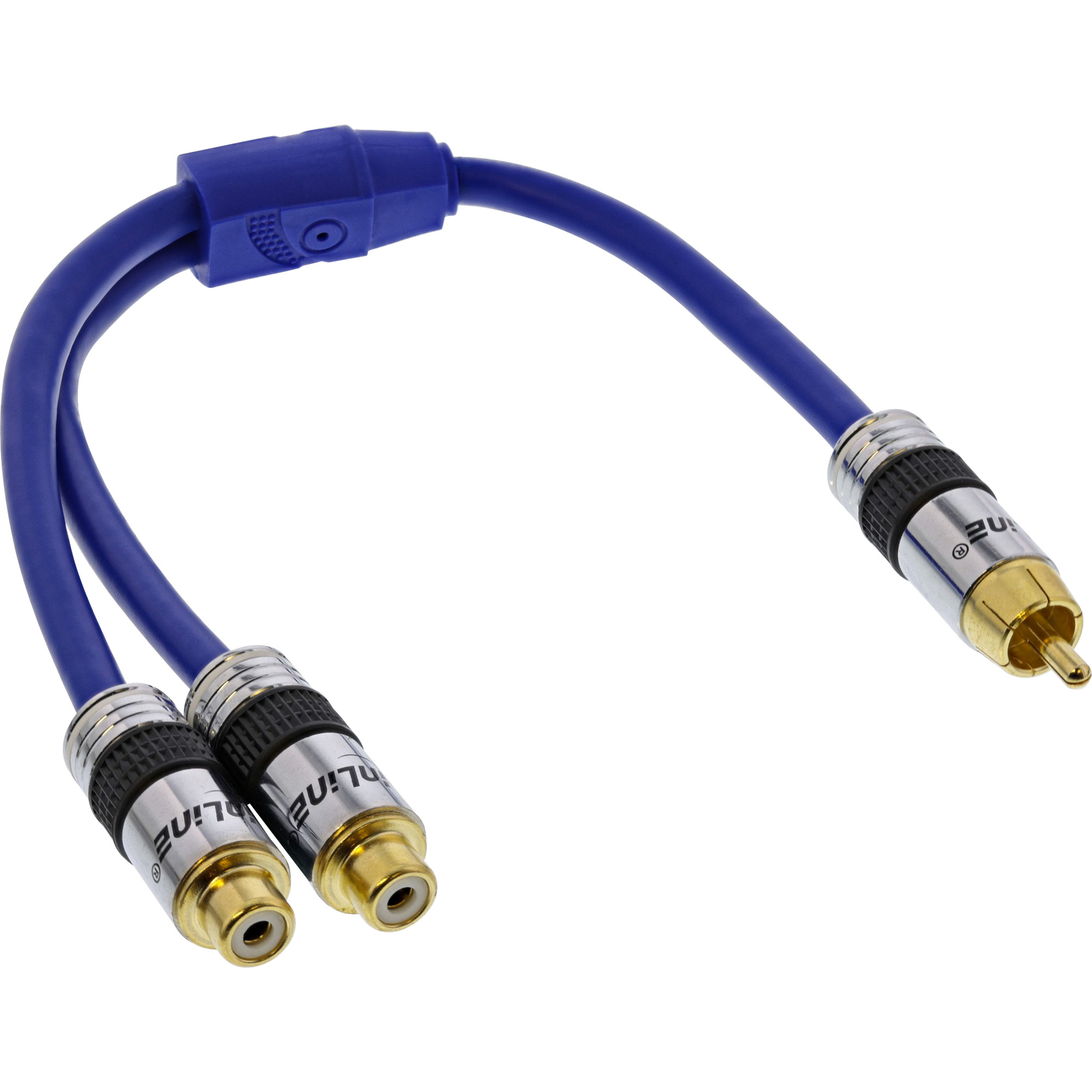 0.25m - Inline® Cinch-Y-Kabel, PREMIUM, 1x Cinch Stecker zu 2x Cinch Buchse