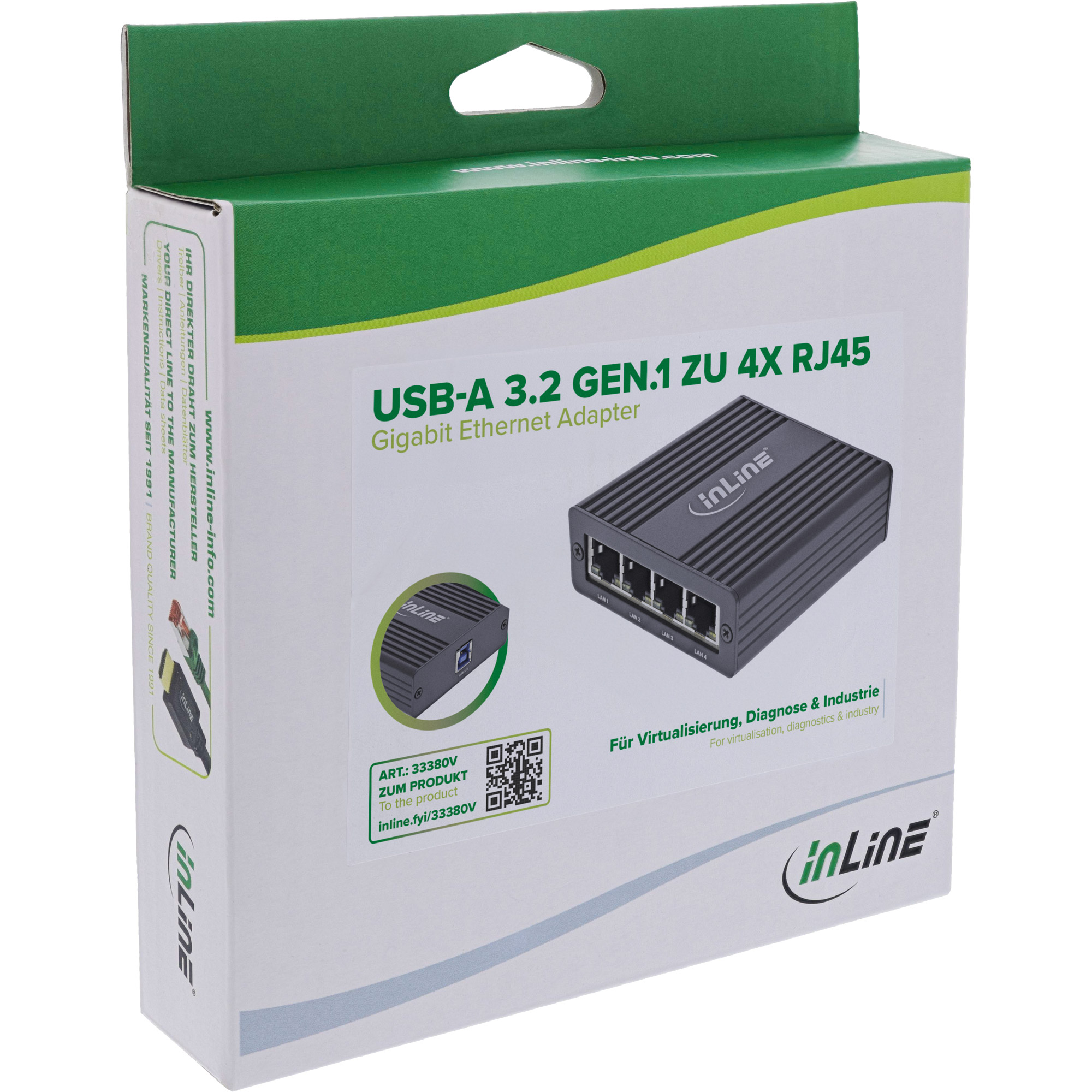 InLine® USB-A 3.2 Gen.1 zu 4x RJ45 Gigabit Ethernet Adapter