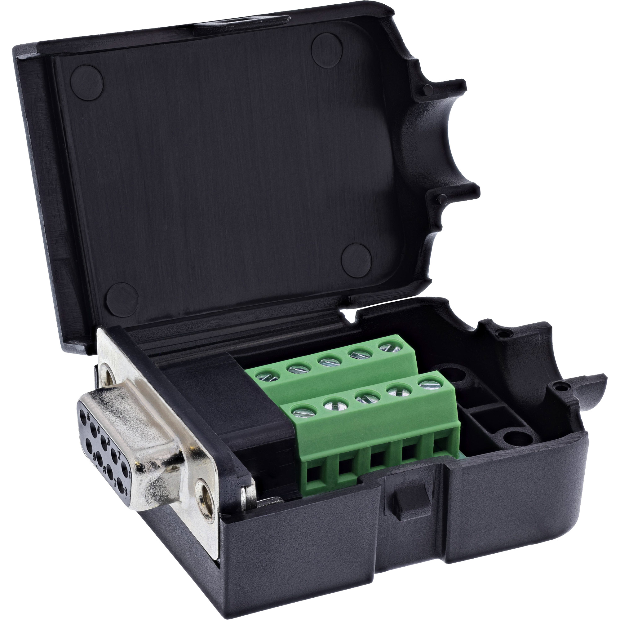 InLine® D-Sub 9 Breakout-Terminalblock, Buchse, Schraubklemme , Rändelschraube
