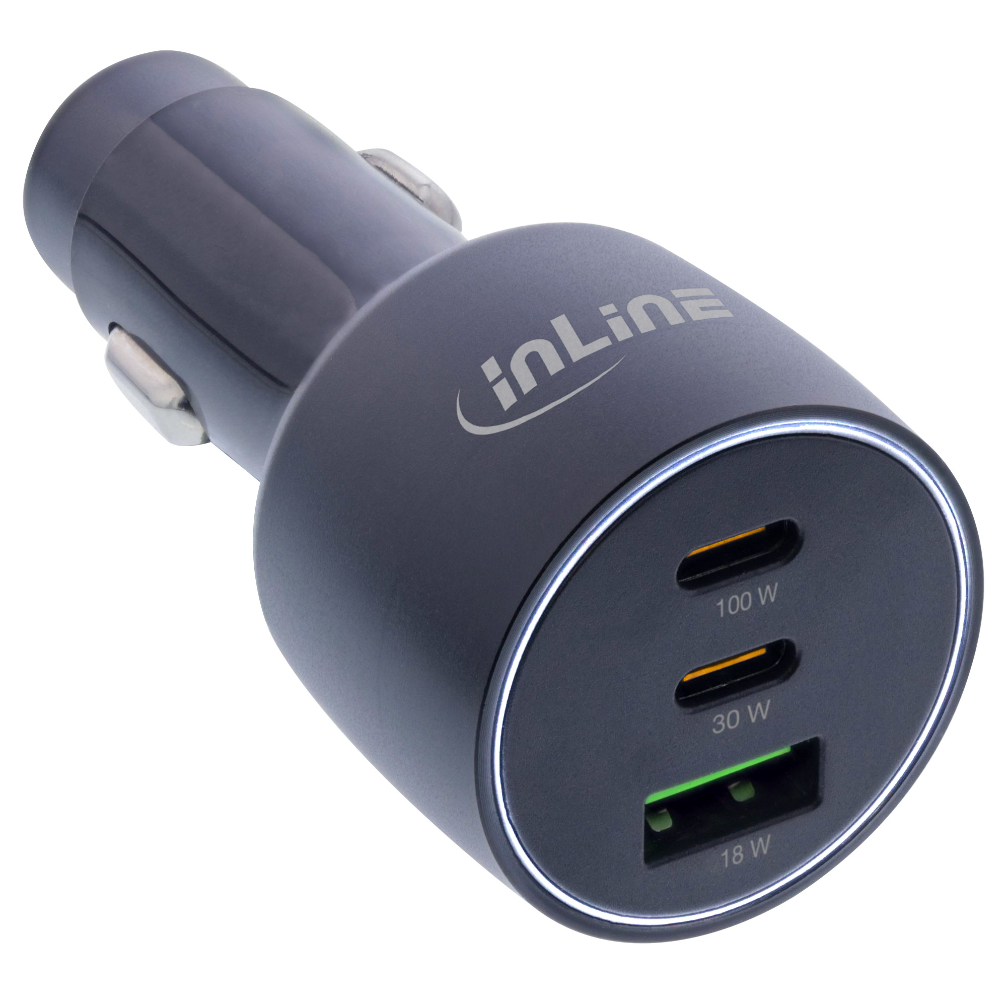 Inline® USB KFZ Stromadapter Power Delivery, 2x USB-C + QC 3.0 USB-A, schwarz Inline® USB KFZ Stromadapter Power Delivery, 2x USB-C + QC 3.0 USB-A, schwarz
