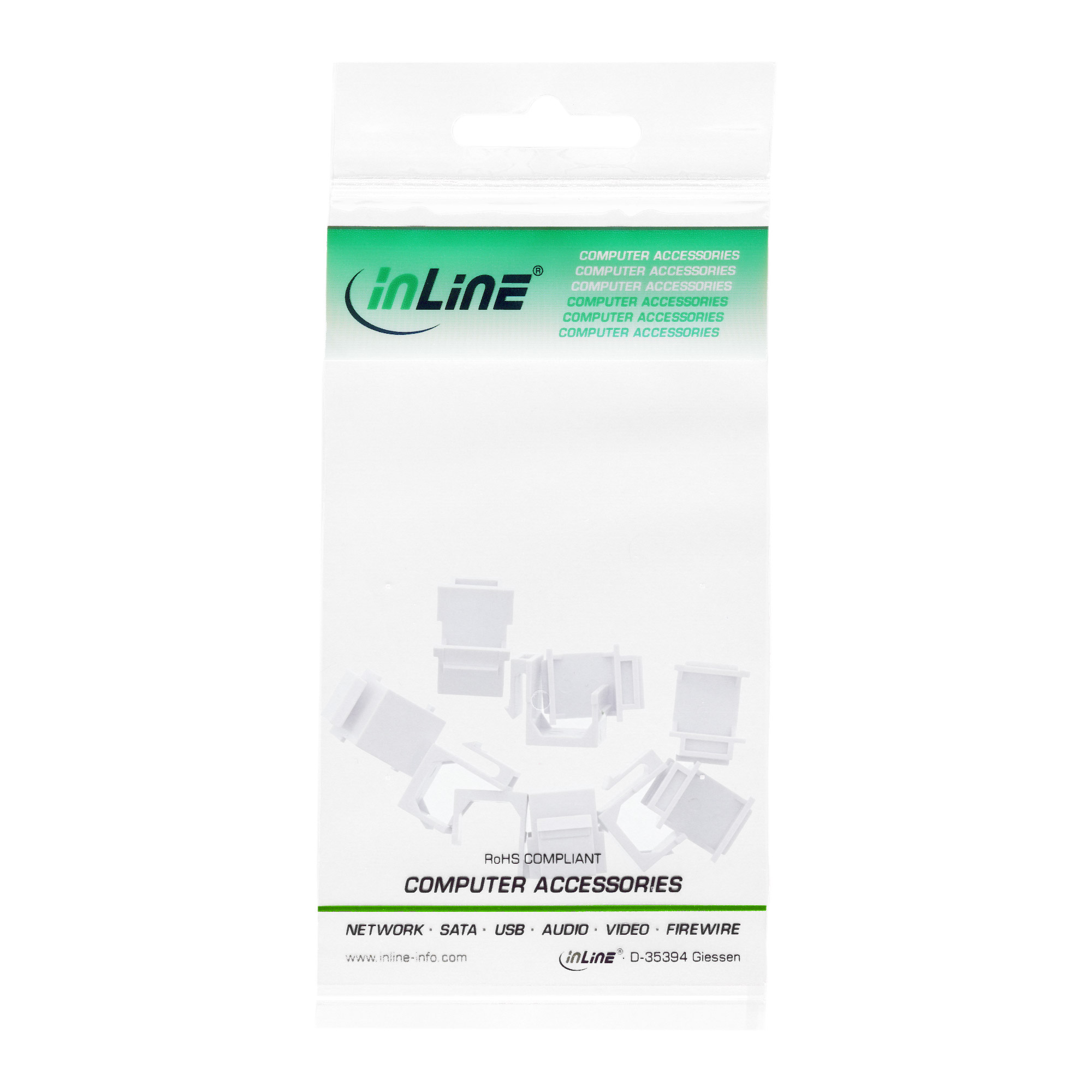 10x Inline® Keystone SNAP-In Blindabdeckung für Modul Steckplatz, weiß