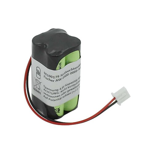 Notleuchtenakku NiMH 4,8V 600mAh F2x2 Micro AAA mit 100mm Kabel und Stecker ersetzt Fischer AW-0480-0080-AAA-NM01