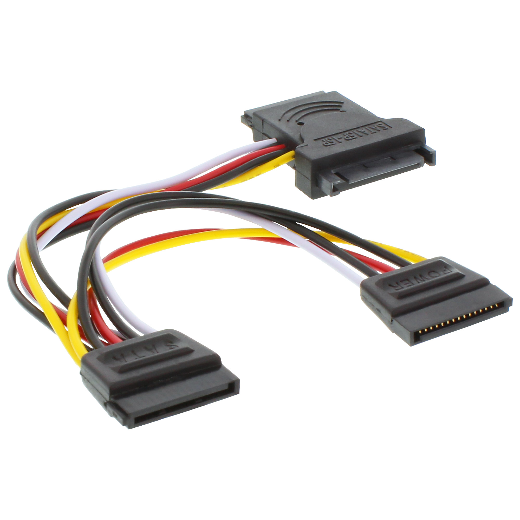 Inline® SATA Stromadapterkabel, SATA Stecker / Buchse, an 2x SATA Stecker, 0,15m