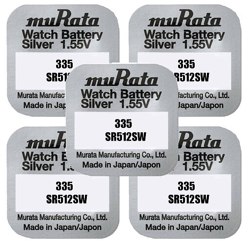 5x Murata SR512SW 335 Silberoxid Batterie 1,55 V