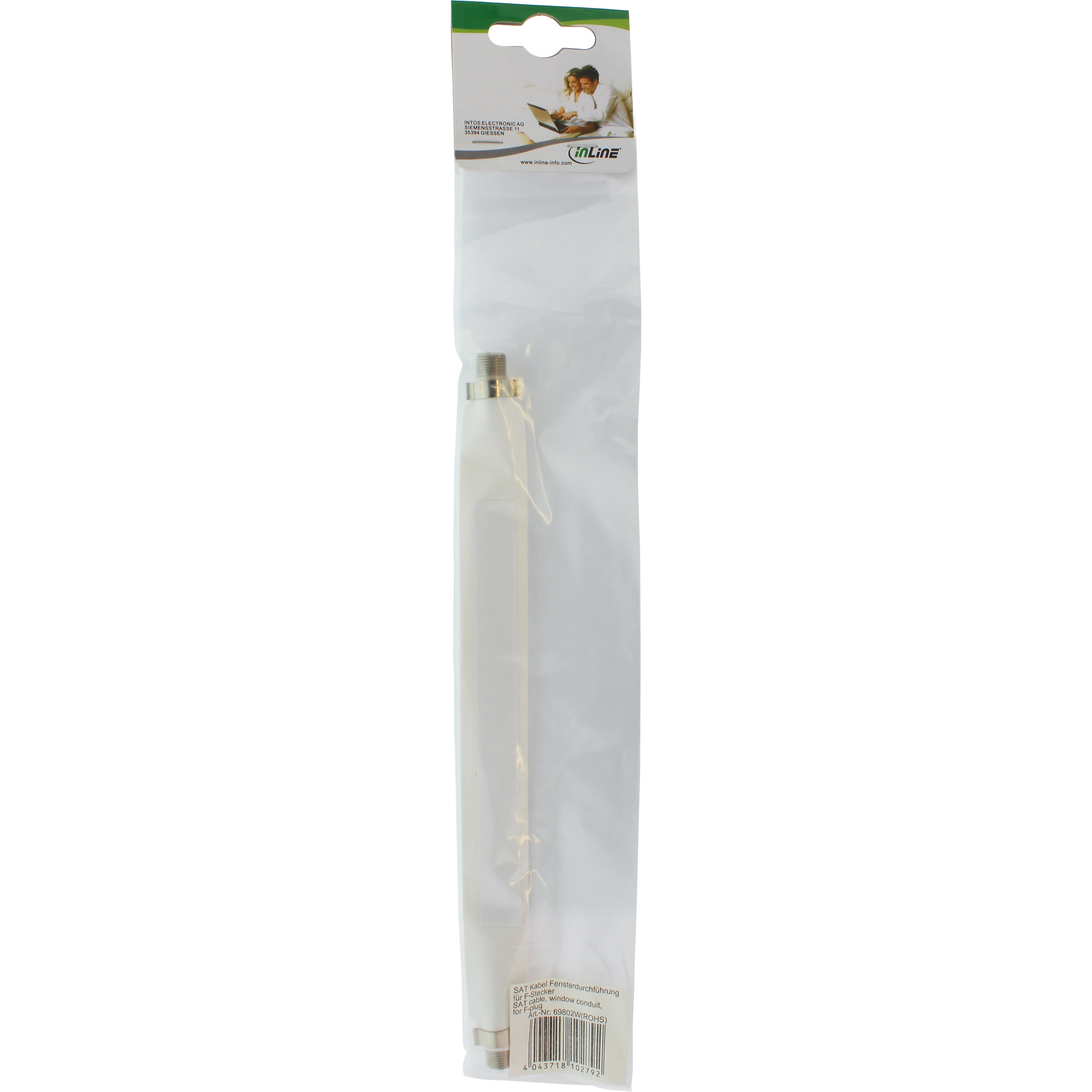 Inline® SAT Kabel Fensterduchführung für F-Stecker, weiß Inline® SAT Kabel Fensterduchführung für F-Stecker, weiß
