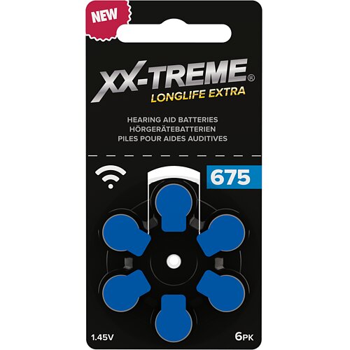 Typ 675 PR44 XX-Treme Hörgerätebatterien - Blau - 6 Stück Typ 675 PR44 XX-Treme Hörgerätebatterien - Blau - 6 Stück