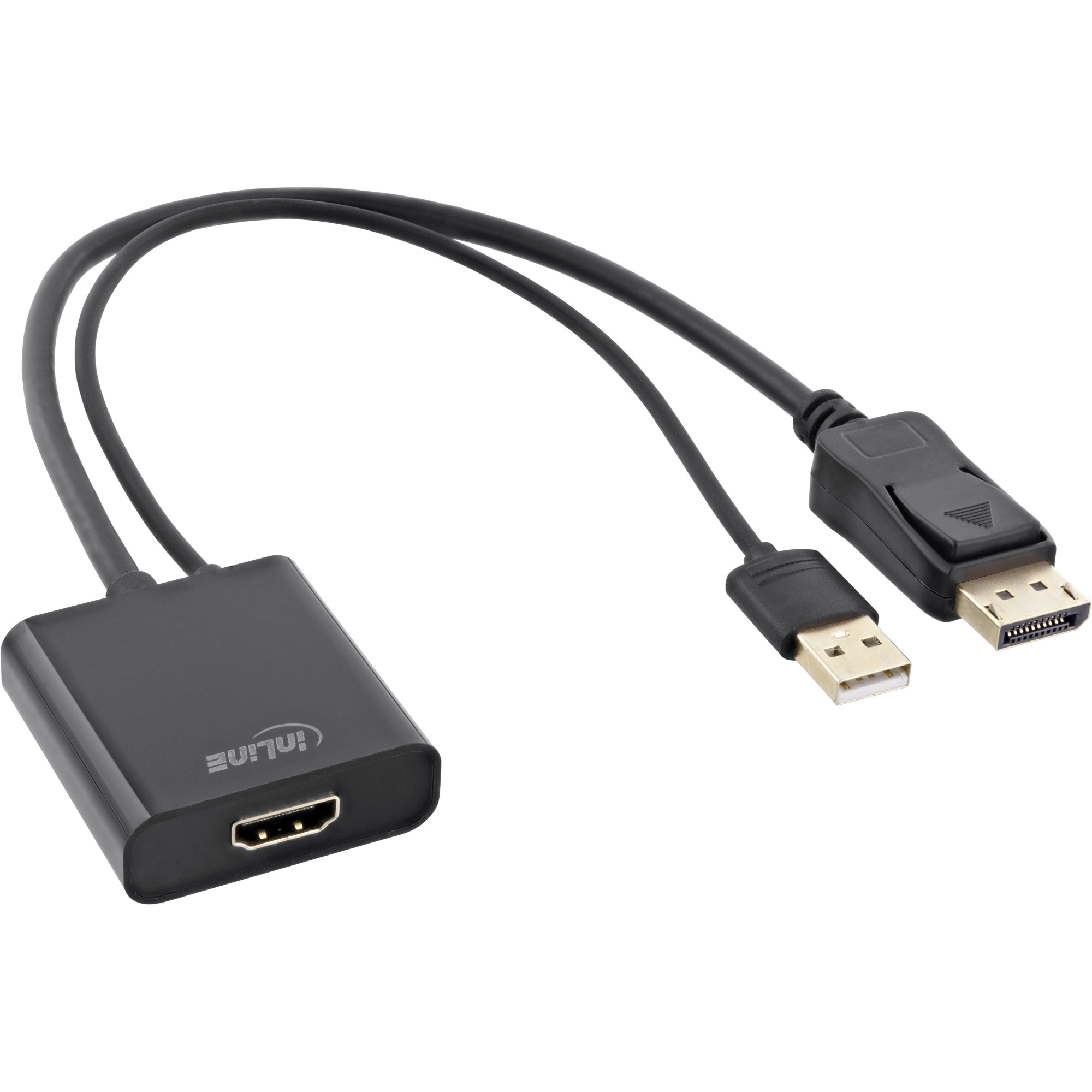 Inline® HDMI BU zu DisplayPort ST Konverter Kabel, 4K, schwarz/gold, 0,3m