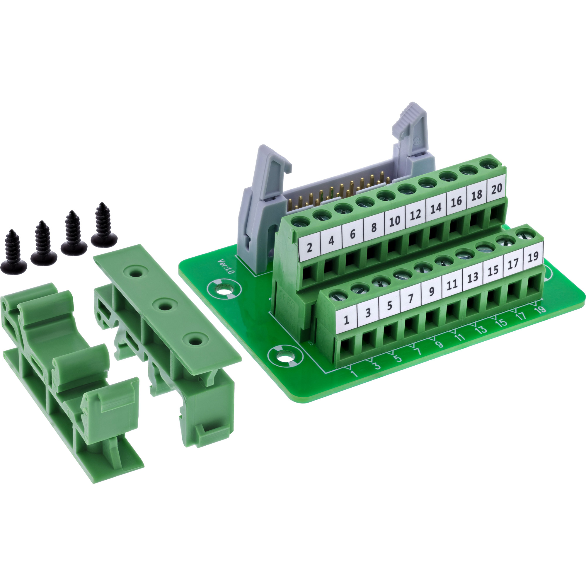 InLine® IDC 20 Buchse an Terminalblock, 10-polig, auf Platine InLine® IDC 20 Buchse an Terminalblock, 10-polig, auf Platine