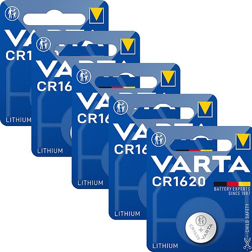 Varta CR1620 Lithium Knopfzelle 3V Batterie - 5er Verpackung