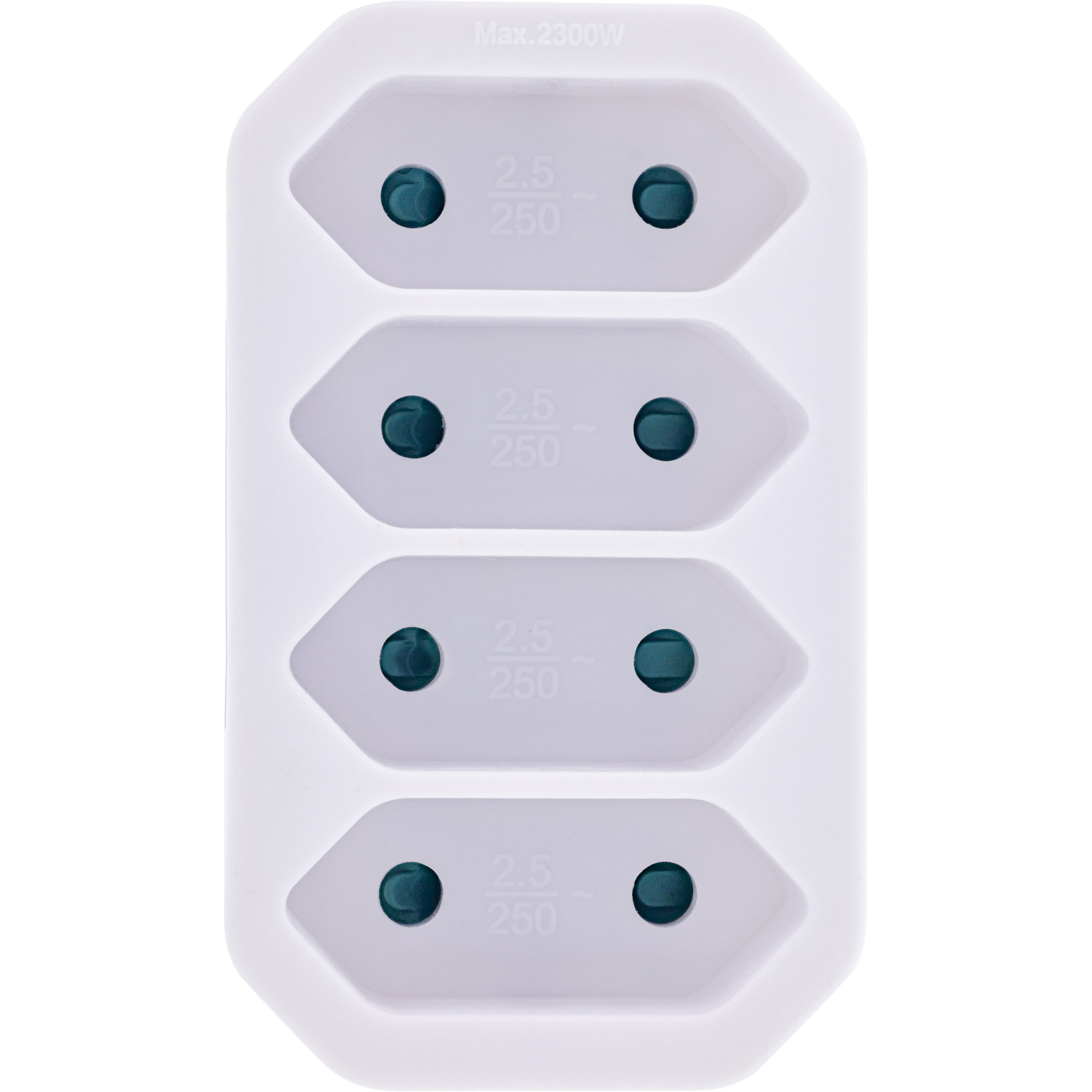 InLine® Steckdosenadapter, Schutzkontakt Stecker an 4x Eurobuchse, weiß