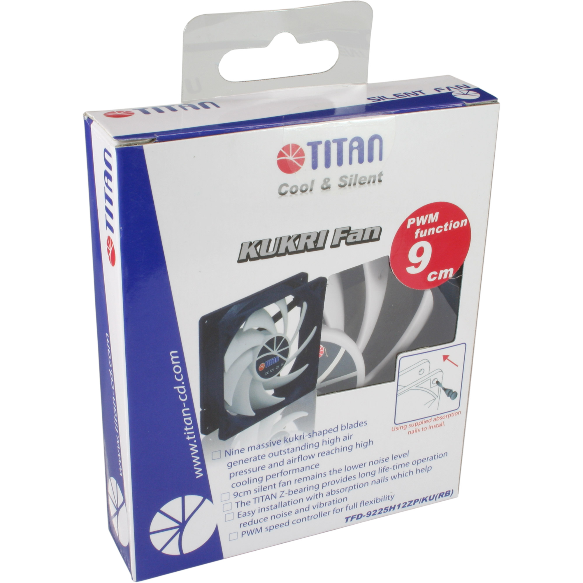 Titan TFD-9225H12ZP/KU(RB) Lüfter 92x92x25mm KUKRI-Serie mit PWM Titan TFD-9225H12ZP/KU(RB) Lüfter 92x92x25mm KUKRI-Serie mit PWM