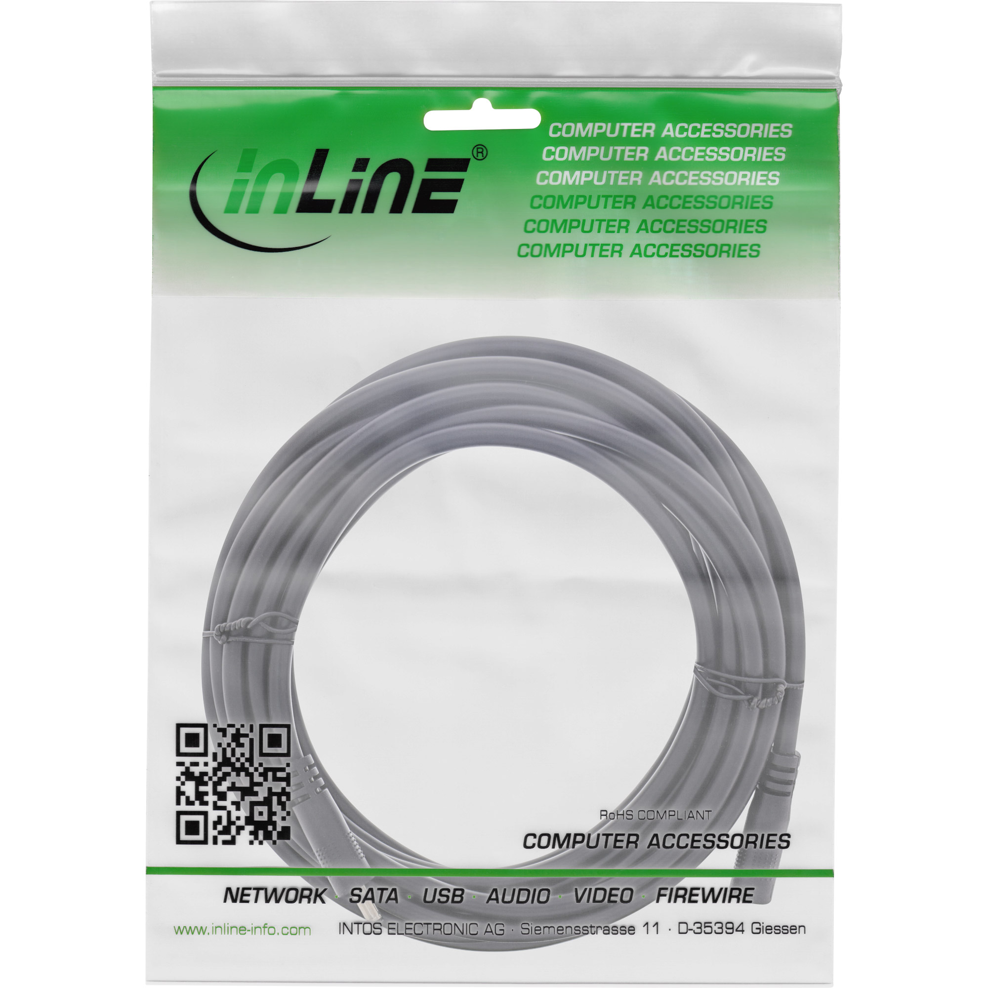 Inline® DC VerLängerungskabel, DC Stecker/Buchse 3,5x1,35mm, AWG 18, schwarz 3m