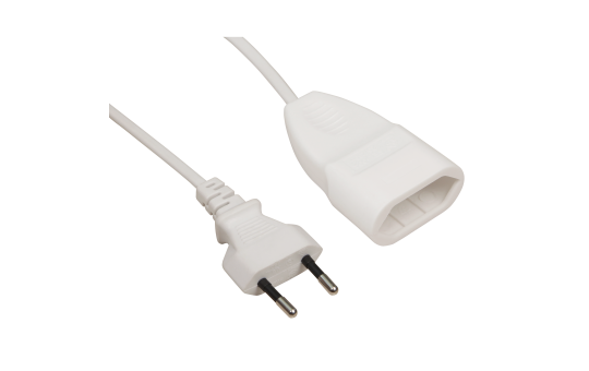 Verlängerungskabel McPower, 2m, Eurostecker auf Eurokupplung, weiß