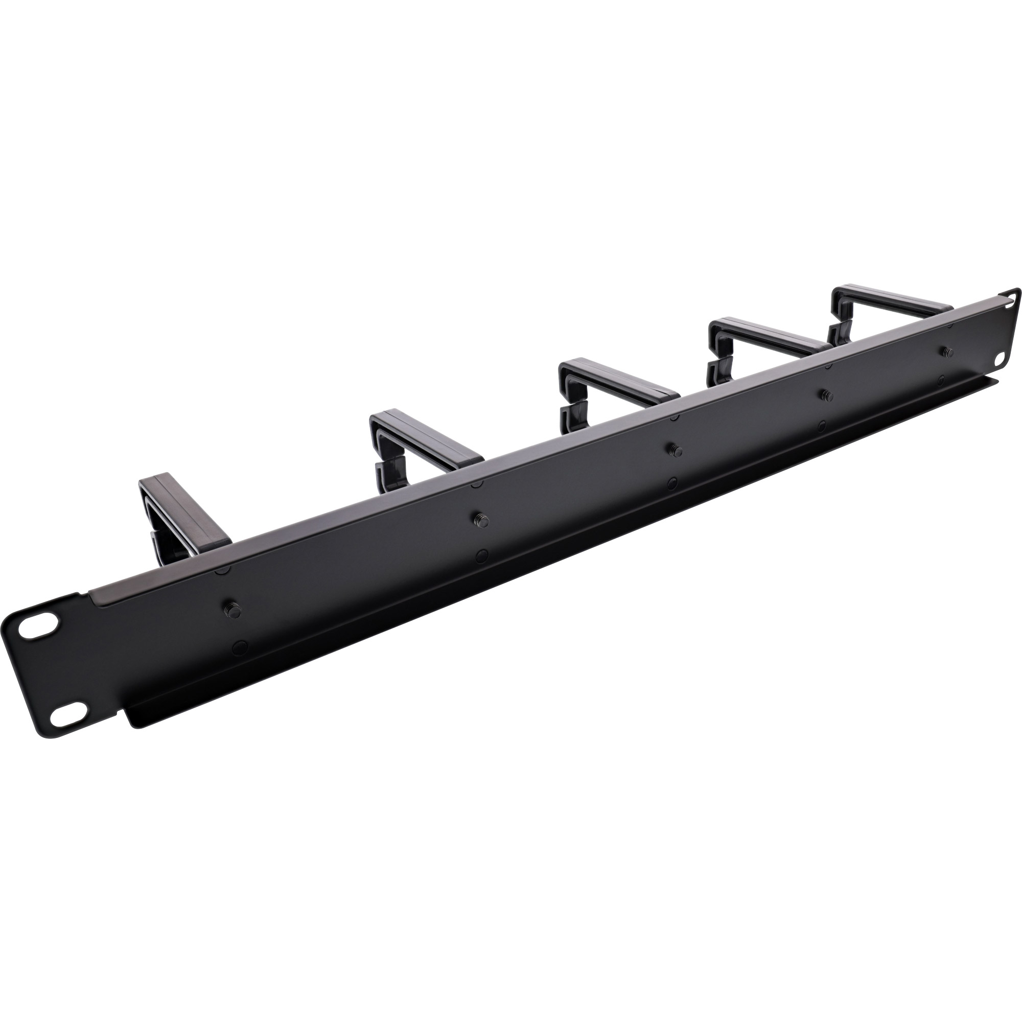 Inline® 19" Kabelführungspanel, 5 KunststoffBügel, RAL 9005, schwarz