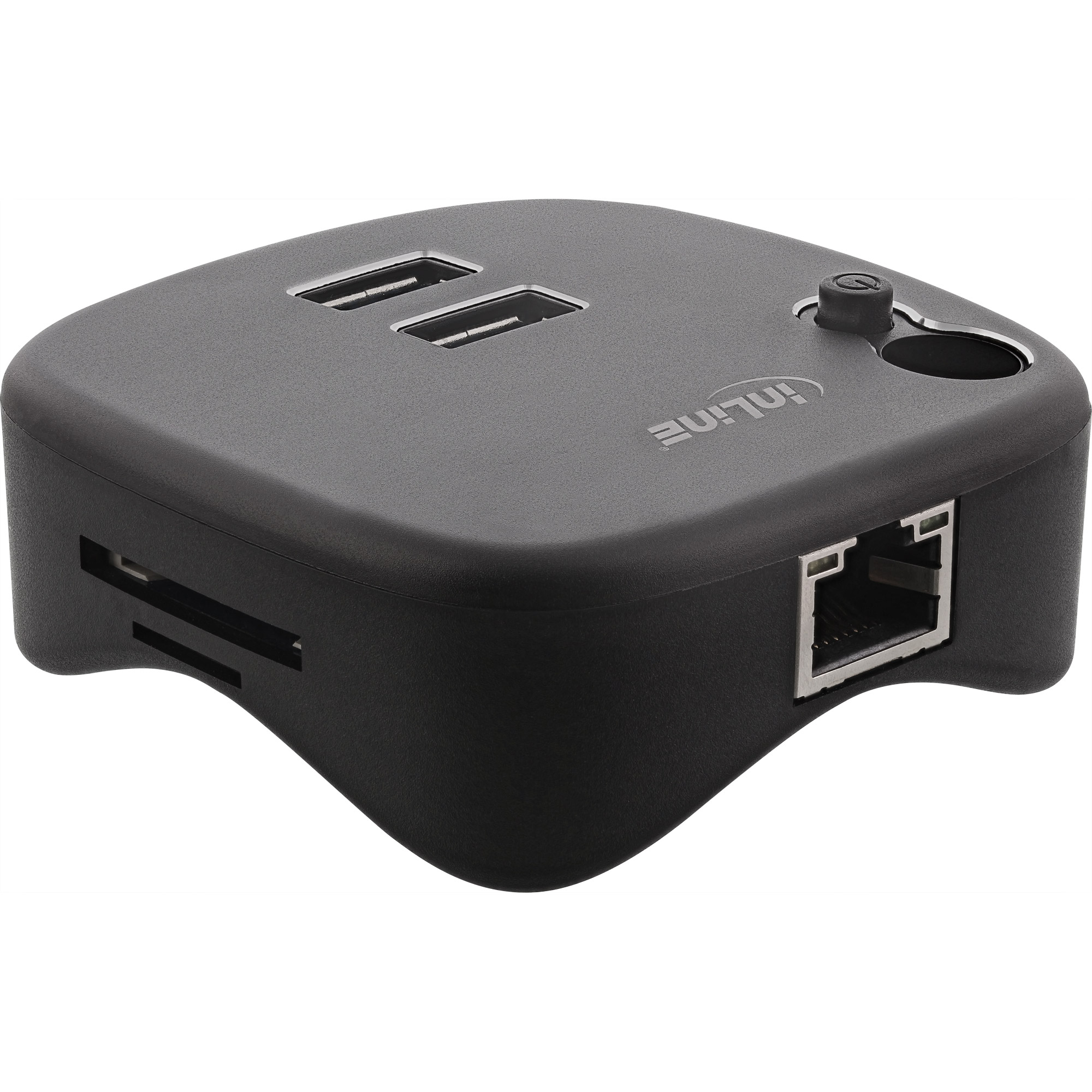 Inline® USB 3.0 Multiadapter, 2xUSB-A, RJ45, SD/MicroSD Cardreader, schwarz