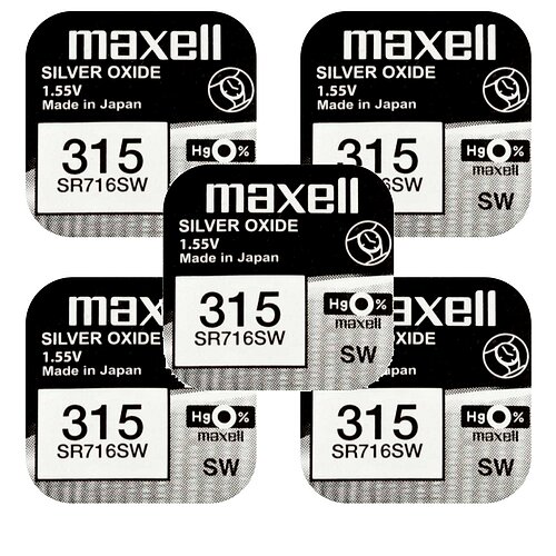 5x SR716SW SR67 315 Silberoxid Batterie Maxell 1,55 V