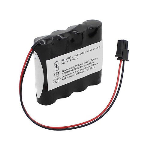 Notleuchtenakku NiMH 4,8V 1100mAh F1x4 Mignon AA mit 150mm Kabel & Stecker ersetzt Inotec 890015 Notleuchtenakku NiMH 4,8V 1100mAh F1x4 Mignon AA mit 150mm Kabel & Stecker ersetzt Inotec 890015