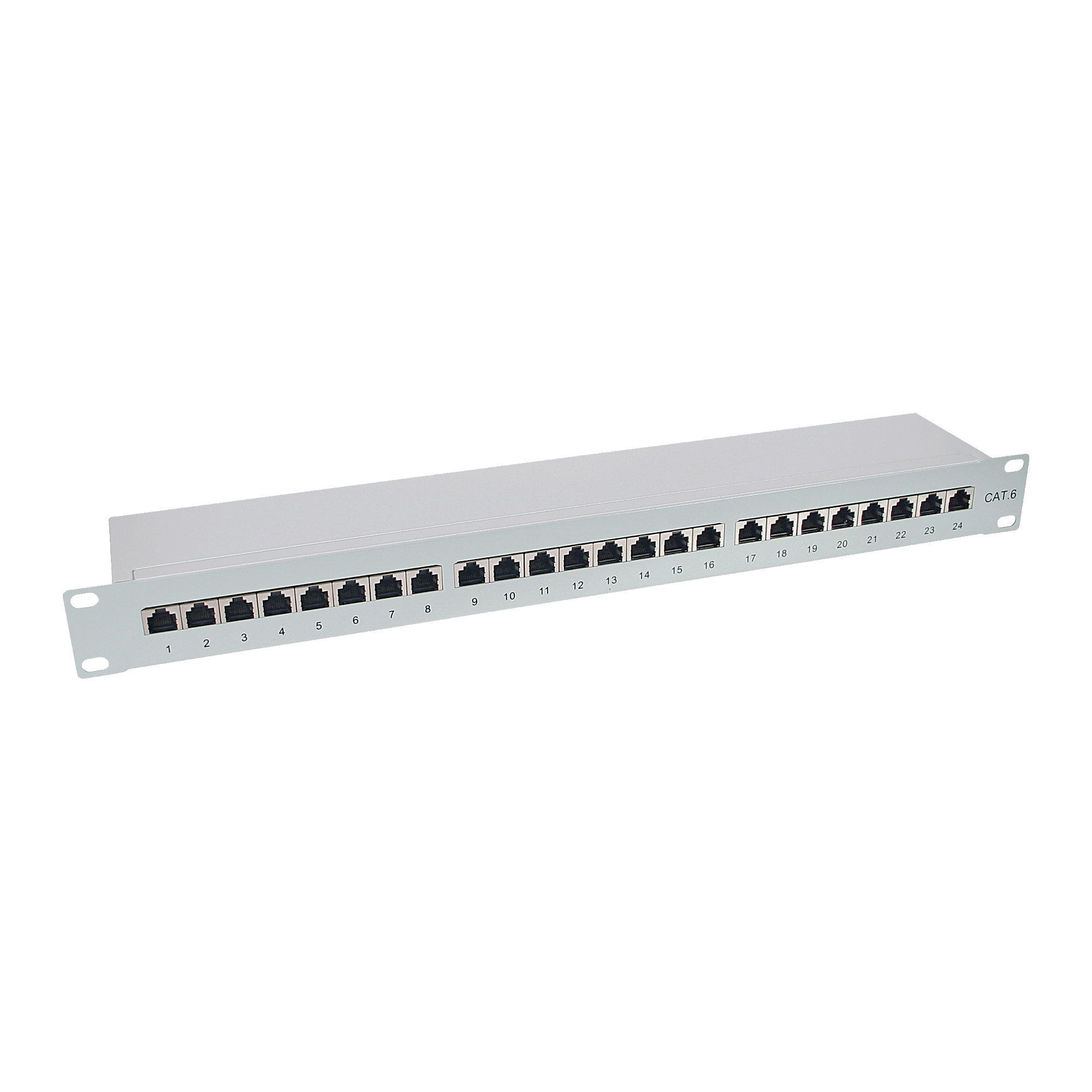 Inline® Patchfeld Cat.6, 24-fach, 48,26cm (19"), 1HE, lichtgrau, RAL7035