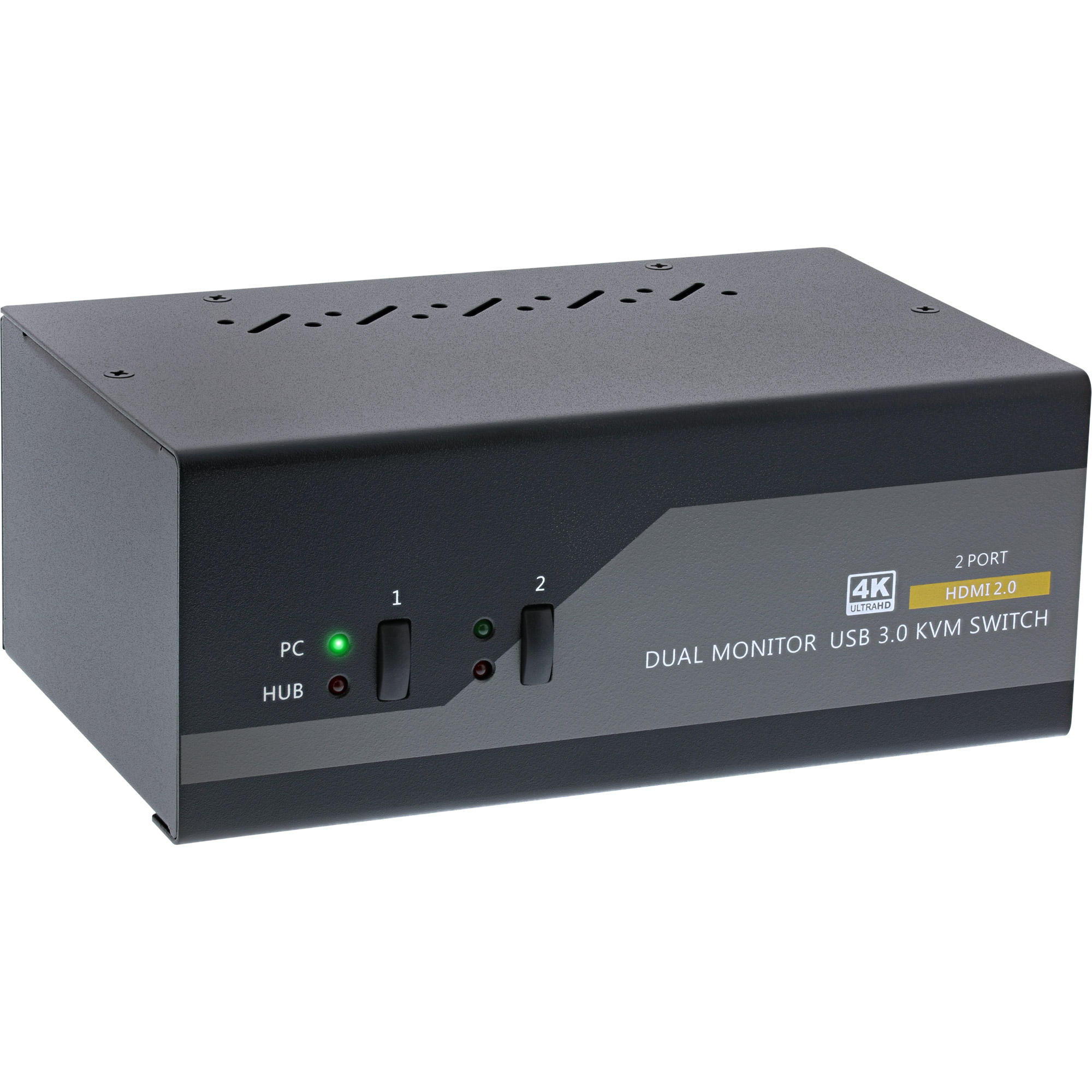 Inline® KVM Desktop Switch, 2-fach, Dual Monitor, HDMI, 4K, USB 3.0, Audio