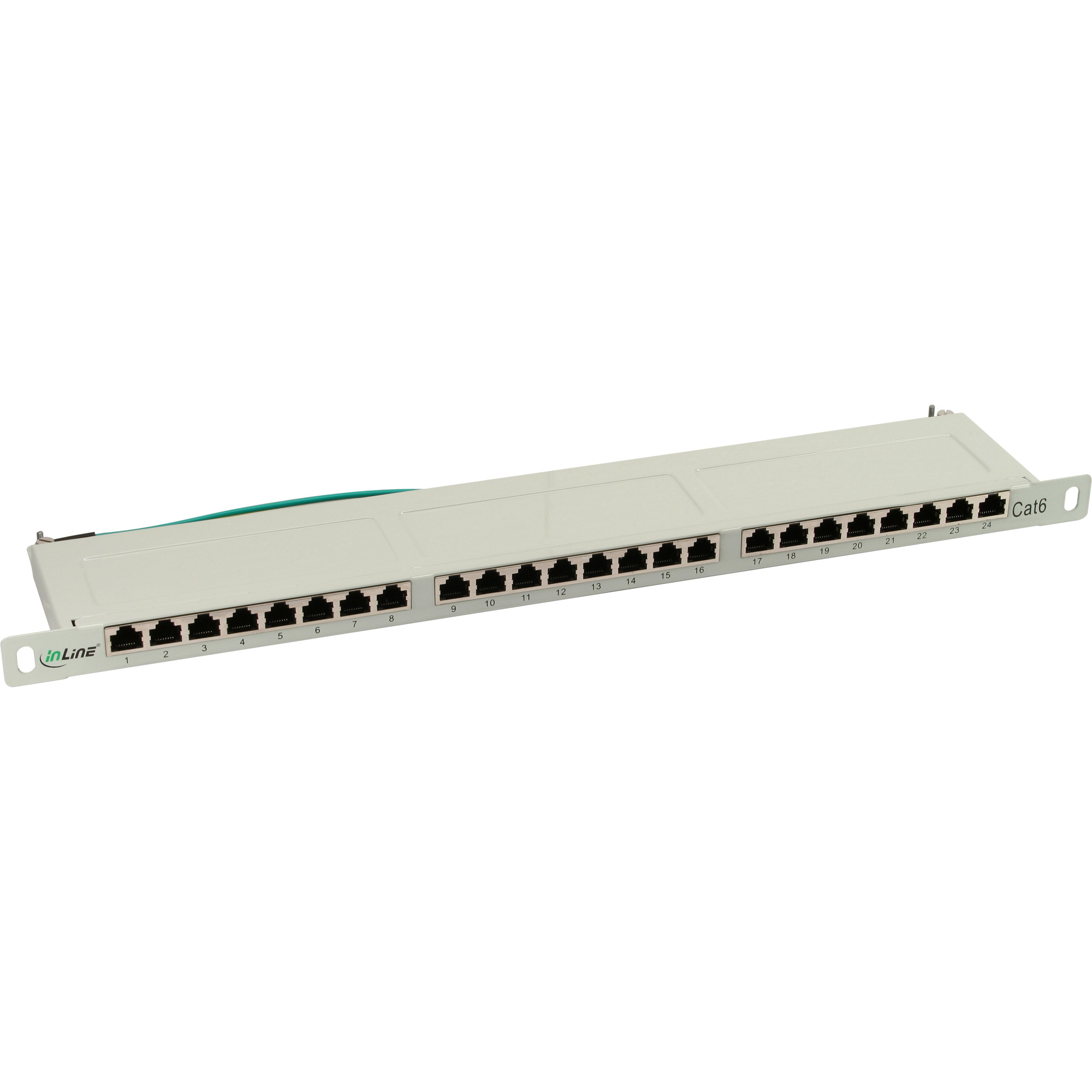 Inline® Patchfeld Cat.6, 24-fach, 48,26cm (19"), 0.5HE, lichtgrau, RAL7035